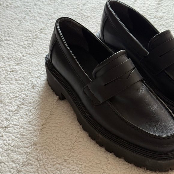 Black Chunky Platform Loafers - Picture 7 of 9